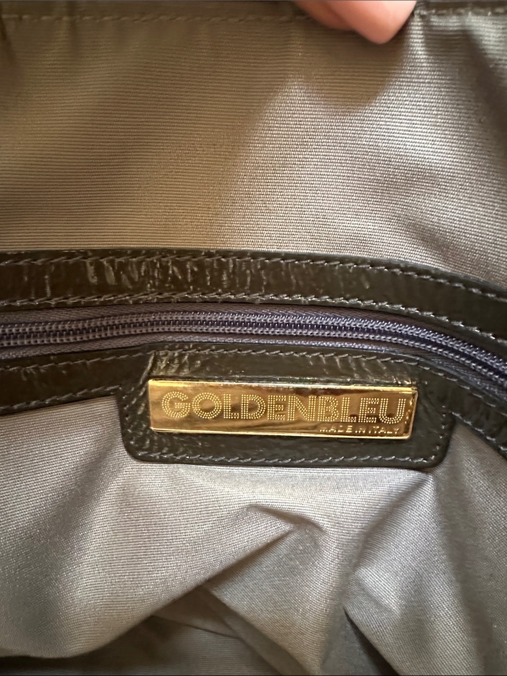 Goldenbleu Made in Italy Vintage Dark Brown Patent Leather Gold Stars Satchel - Picture 11 of 14
